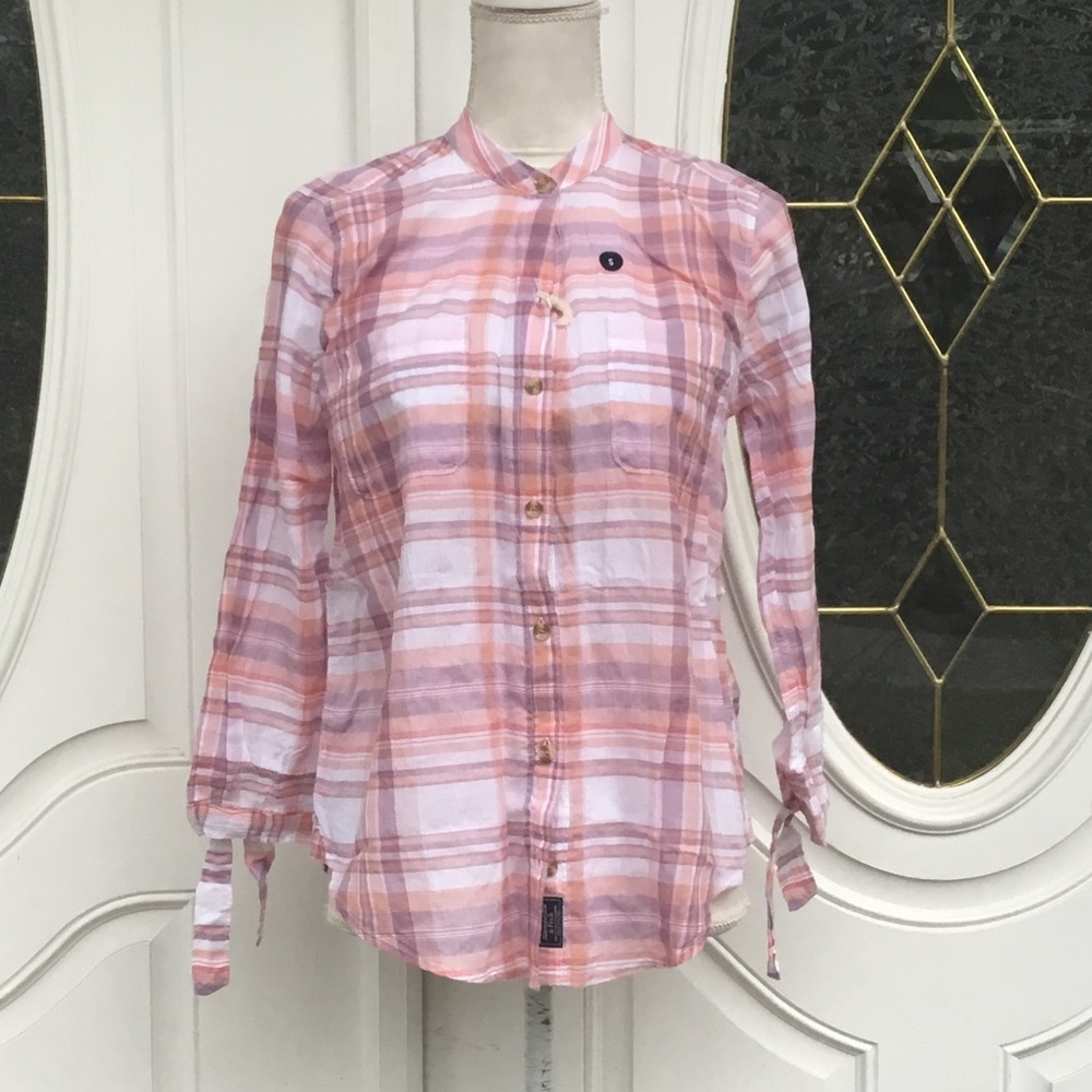 GA8)Woman’s brand new pink and purple plaid shirt
